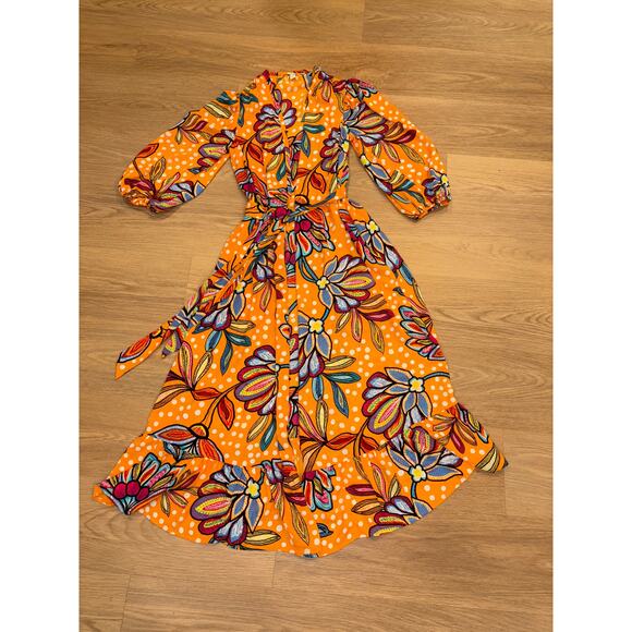 Tabitha Brown orange floral robe size XS - Picture 2 of 5